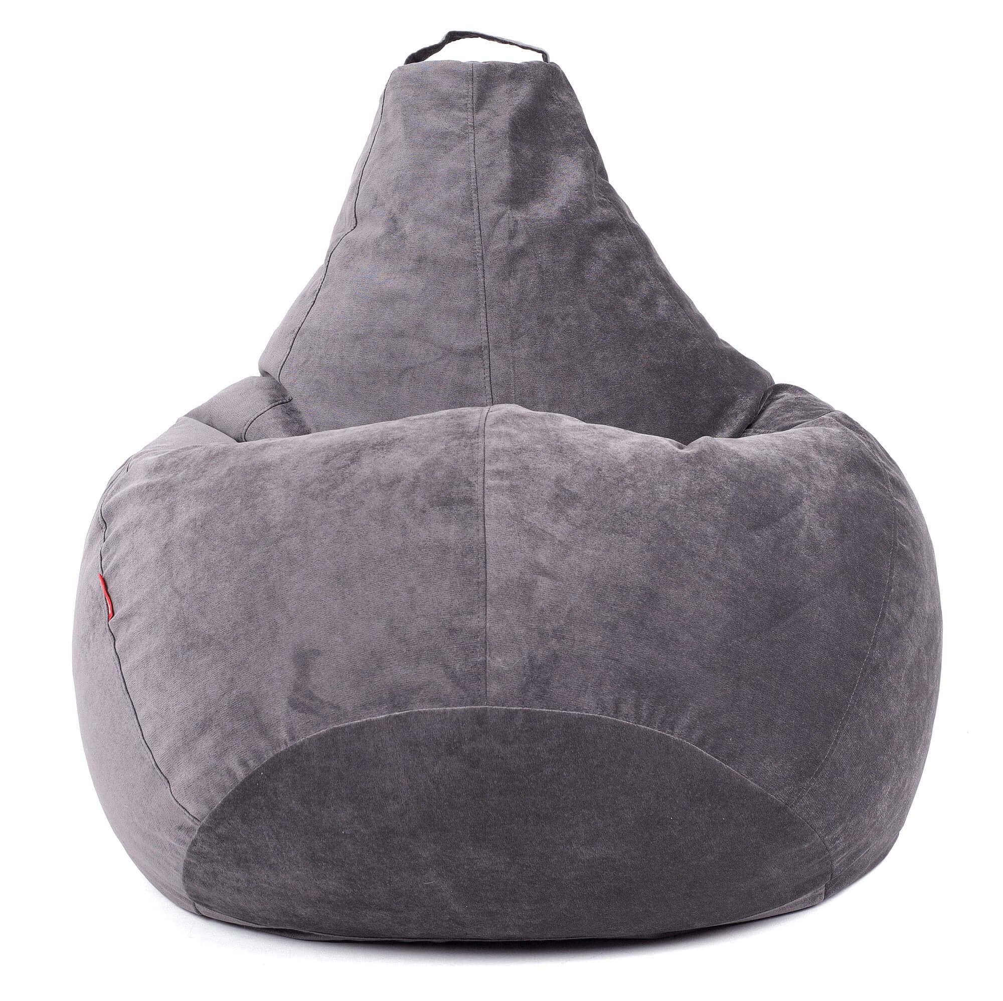 Серое кресло-мешок из вельвета Босс Пудра, Графит превью 8